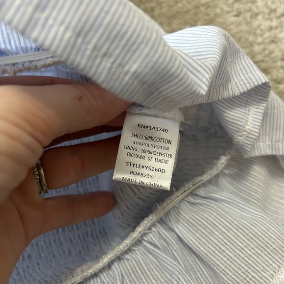 Cousin Couture Smocked Mini Dress Light Blue Pinstripe Ruffle Tie Straps M - Picture 6 of 9